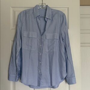 Aritzia Babaton Blue White Striped Utility Button Down XS
